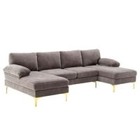 Kabrioletni presjek kauč sa zlatnim metalnim nogama, kauč u obliku slova U sa kaučem na nestajanje,