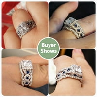 Newshe Angagement Wedding Ring Ring Set Sterling Silver 2.5ct Princess White CZ Plava Veličina 5