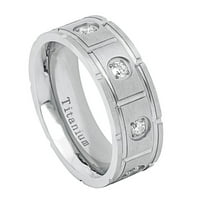 Comfort Fit Titanium vjenčani vend četkani završni finilj CZ Titanijumski prsten
