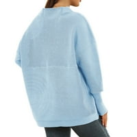 Pleteni pulover Looves Prosidrible Duetar čiste boje kože stilski ležerni elegantni za svakodnevni životni