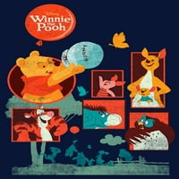 Dječakov Winnie The Pooh retro znakova ploče Grafički tee mornarice Plava mala