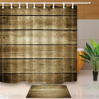 Rustikalno drvo daske dekora za zavjese za tuširanje s podnim prostirkama kupaonice 15,7x