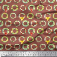 Soimoi Brown Viskoza šifon tkanina vijenac cvjetna otisnuta zanata tkanina od dvorišta široka