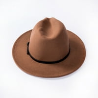 Douhoow Women Woolen Felt Panama Hat Širok podrumci Čvrsta boja Fedora kaubojski šešir modne kape