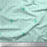 Soimoi Green Poly Georgette Listovi tkanine i zvjezdica simbol dekorskog tkanina Široko dvorište