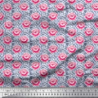 Soimoi Poly Georgette Tkanina Stripe & Rose Cvjetna ispis tkanina sa širokim dvorištem