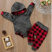 Novoboljns zimska topla odjeća za djecu Dječji dječaci Božićne odjeće Dugi rukav sive s kapuljače rubne