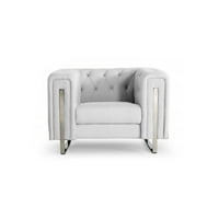 Senjara Reno Moderna akcentna stolica, tufani naslon za leđa, bijela veganska fau koža
