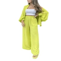 Eyicmarn ženske pidžame postavio je dugi rukav sa rukavima u trajku sa rukavima + hlače set Loungewear