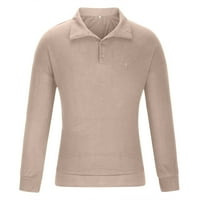Košulje za muškarce odricanje s dugim rukavima, pulover s pulovernim gumbom za bluzu KHAKI 3XL