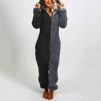 Ausyst Jumpsuits za žene sa dugim rukavima, kombinezon sa kapuljačom Pajamas, ležerna zima topla Rompe
