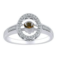 Karat Marquise oblik plesa Brown & White Prirodni dijamant Halo prsten u 10K čvrstog bijelog zlatnog