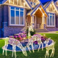 Prethiletni božićni jelena Porodična postavljena vodootporna 3D Božićni dekor jelena sa LED svjetlima