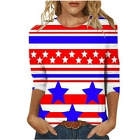 4. srpnja ljetni vrh za žene Ležerna američka zastava Ispis tunika tunika labave linghtweight zvijezde stripe patriotske majice