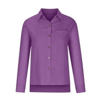 Bluze za žene za žene plus veličina V izrez Fall Falls Dression Dugi rukav košulja majice modna koljana