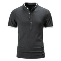 STAND CALLAR pulover majice za muškarce Classic Fit Solid Boja kratki rukav casual gumb TOP RELA Ljetne