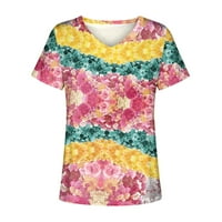 Penskeiy Women Ljeto tiskane bluze Tees Casual V-izrez kratkih rukava T-majice The -sHirts za žene Paketi