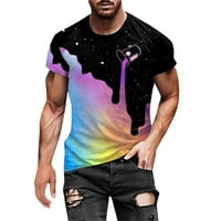 Boja blok tiskane majice za muškarce Smiješne 3D uzorak Ispiši casual kratkih rukava Crewneck Teers