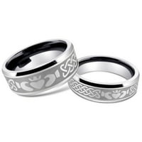 Muškarci i ženski volfram Carbide Irski Claddagh Celtic Design Vjenčani trake prsten set w laser itched