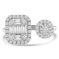 Veličanstvo Diamonds MDR220047- 0. CTW baguette Diamond Duo Cluster Halo Angažman prsten u 18k bijelo