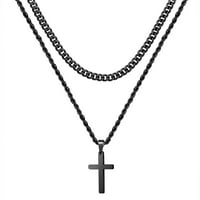 Slojedna križna ogrlica za muškarce 18K zlatni srebrni crni nehrđajući čelik unaprijed slojeviti ogrlicu