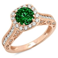 2.7ct okrugli rez zeleni simulirani smaragd 18K ruža zlatna godišnjica Angažovanje halo prstena veličine