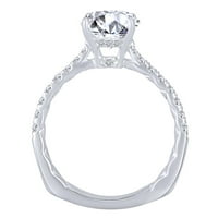 Okrugli rez bijeli prirodni dijamantski prsten za angažman u 14K čvrstog bijelog zlatnog zvona veličine-11,5