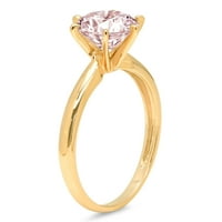 2.5ct okrugli rez ružičasti simulirani dijamant 14k žuto zlato ugraviranje izjava bridalna godišnjica