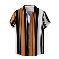 Binmer Muškarci Summer Striped majica Havajska reverska majica Plaža Casual Sportska majica TOP bluza