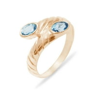Britanci napravio 14k ružičasto zlato prirodni plavi topaz ženski prsten za bend - Opcije veličine -