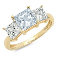 2. CT sjajna princeza Clear Simulirani dijamant 18k žuti zlatni pasijans sa akcentima Trobonski prsten