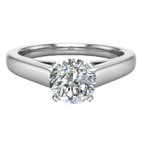 0. Carat G i okrugli sjajni dijamantni zaručnički prsten za žene 18k bijelo zlato prong selitaire
