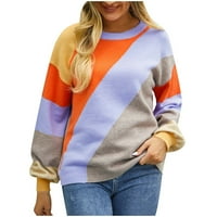 Jeseni džemperi za žene, žene dugih rukava blok blok pulover TOP Ležerne prilike Slim Fit Udobne posade