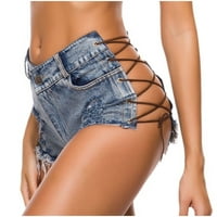 Ženske male rithed rupe traper kratke hlače Bočne trake Seksi mini vruće hlače Stretch Jean Booty Hot