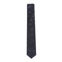 Muška crna grafički apstraktni teksturirani sjaj poliester mršav kravata vrata