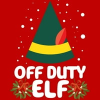 Off Duty Elf Božić Muški crveni grafički tee - Dizajn ljudi XL