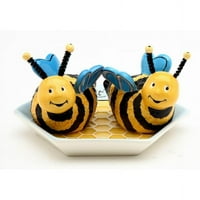 Neka je pčela: ručno oslikane keramičke bumbars sol i biber s pločama, kućni dekor, poklon za nju, poklon