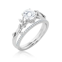 Ring listovskih vrata, boho i hipi 1. Carat Round Cut Diamond Moissite zaručnički prsten, vjenčani prsten