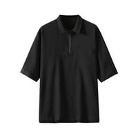 CLLIOS muške majice od pune boje Ljetni patent zatvarač up džepni kratki rukav casual bluze modne labave