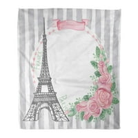 Bacanje pokrivača toplo ugodno ispis Flannel slatka paris eiffel toranjski akvarel ružičaste ruže sive