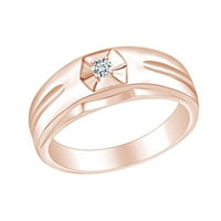 Bijeli prirodni dijamant Accenti Muški vjenčani prsten za vjenčanje 14K čvrstog ruža Zlatna prstena