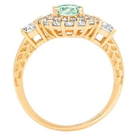 1. CT sjajan okrugli rez Clear Simulirani dijamant 18k žuti zlatni halo pasijans sa Accentima prsten
