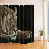 Životinje lav na katu u crnom poliesterijsku tkaninu zavjesa, kupatilo za zavjese za tuš