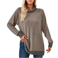 Ženska udobna bluza sa podijeljenim uštedama u boji blokirana pulover dugih rukava Turtleneck plus veličina