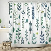 Zelena biljna tuš zavjesa cvjetni list akvarel akvarel kupaonica cvjeta za zavjese štandove estetske