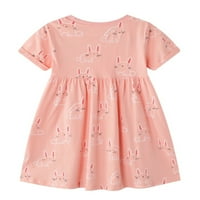 Pfysire Toddler Girls Kids kratkih rukava Mini haljina Ležerne prilike ružičaste 3T-4T