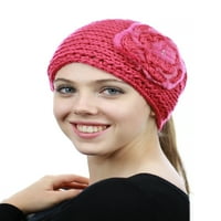 Nyfashion Stone Accent Ručna pletena cvjetna zima zimska traka za glavu - Nag320Y, vruća ružičasta