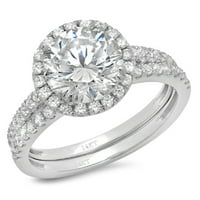 2. CT okrugli rez originalni kultivirani dijamant VS1-VS J-K 14K bijelo zlato Halo Angagement Wedding