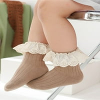 Goowrom Baby Girl Socks čipke Frilly Socks rebraste čarape Srednja dužina ruffle čarape
