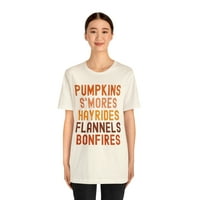 Pumpkins s'mores Hayrides Flannels Bonfires Jesen Graphic Kratki rukav Tee
